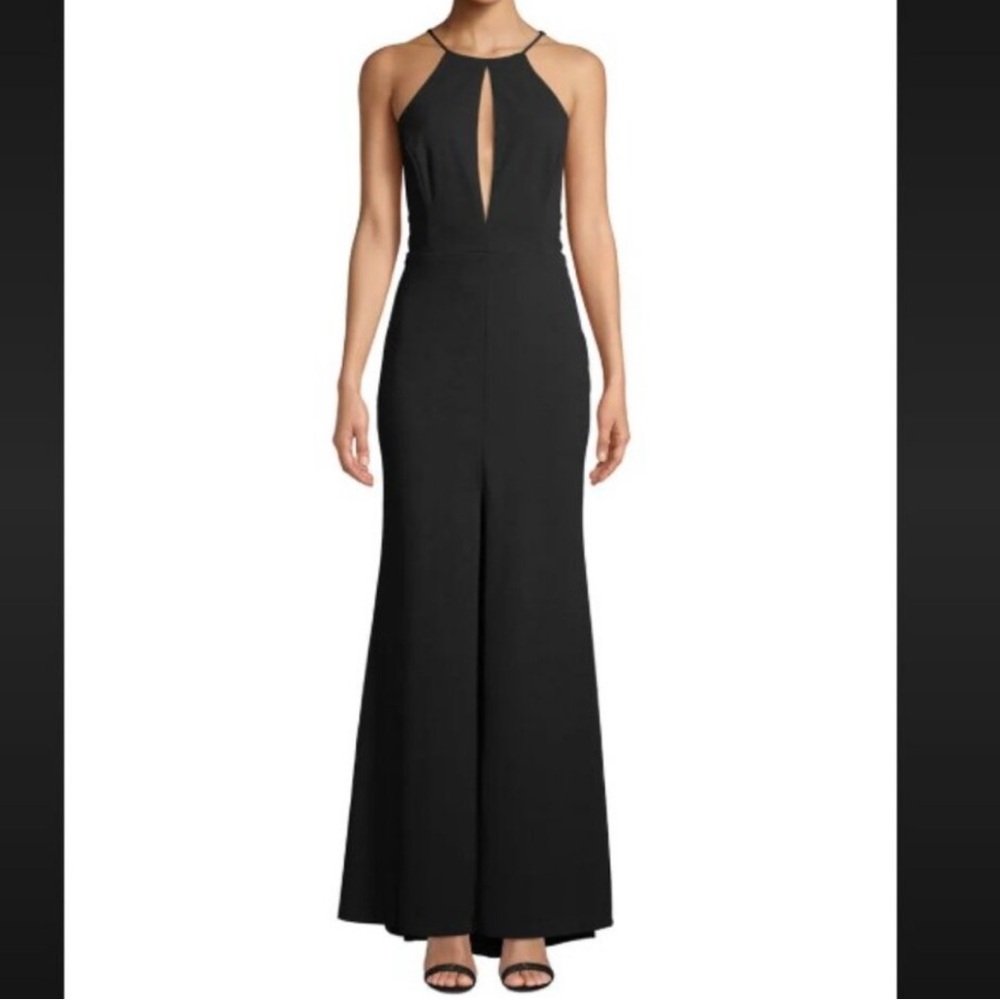 Jay Godfrey Bertoia Evening Gown Black Crepe Cutout Sleeveless Maxi Gown Reemoly